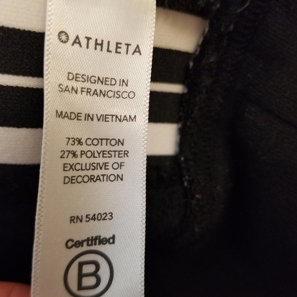 {XS} Athleta 24/7 Striped Crewneck Sweatshirt Black and White - Picture 8 of 9